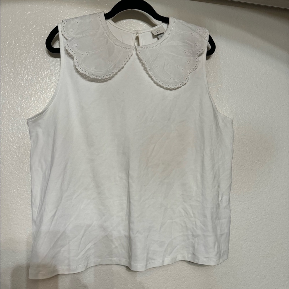A New Day, white tank top with large statement collar. Size XL.